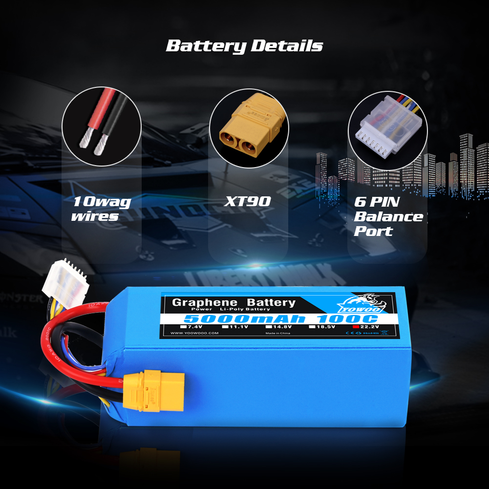 Batterie Lipo au graphène Yowo - 6S Lipo Battery 22.2V 5000Mah avis et prix